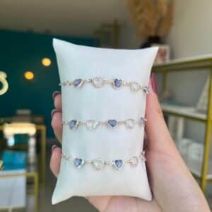 Pulseira com cristais coração