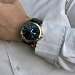 Relógio Masculino Calendário Croco Preto