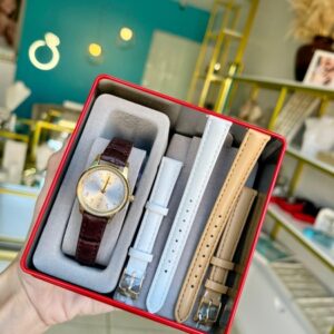 Relógio Feminino Troca Pulseira Dourado Mostrador Metálico