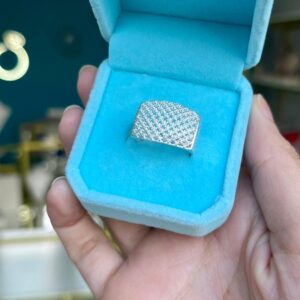 Anel Luxo Quadrado Cravejado