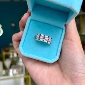 Anel Cristais Geométricos Coloridos